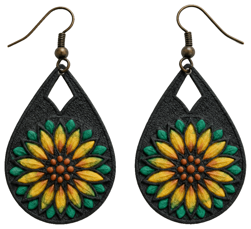 Sunflower earrings by munyshell — 3D-printed earrings
