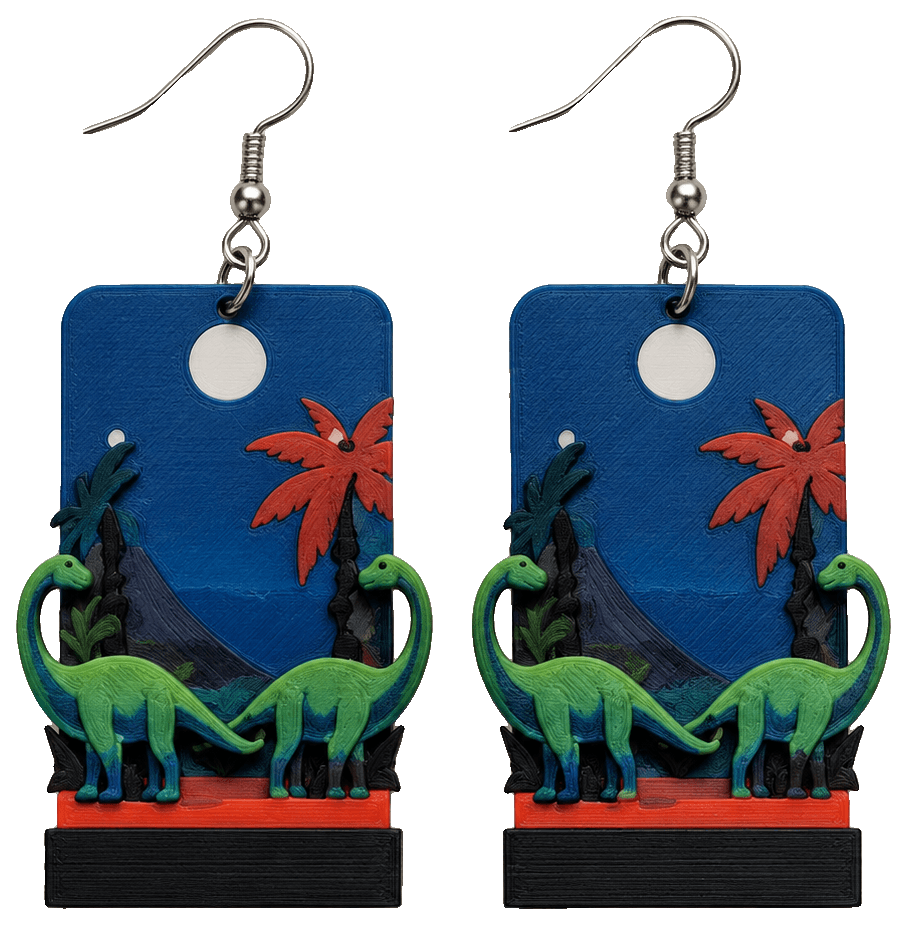 Brontosaurus - Dino Earrings — 3D-printed earrings
