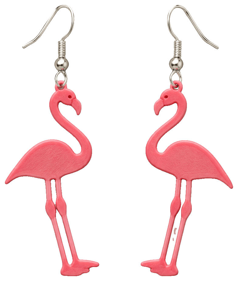 Pink Wader Bird Earrings by LubGlub — 3D-printed earrings