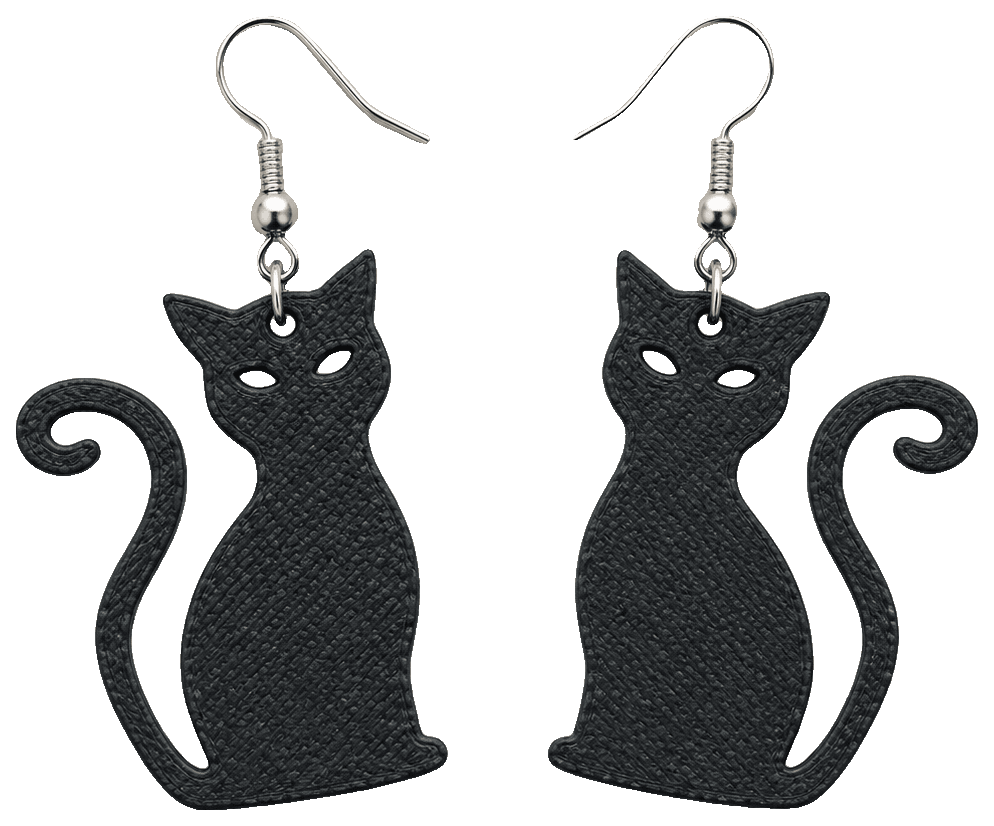 Black Cat Earrings — 3D-printed earrings