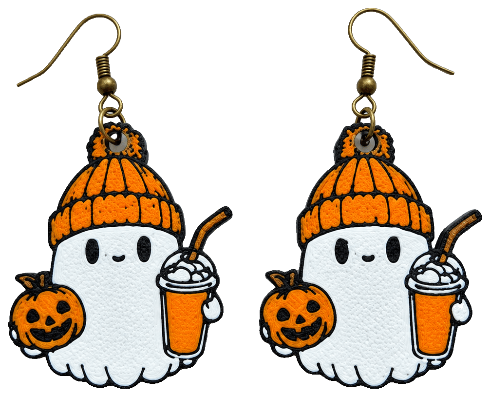 Multicolor Ghost Halloween Earrings — 3D-printed earrings