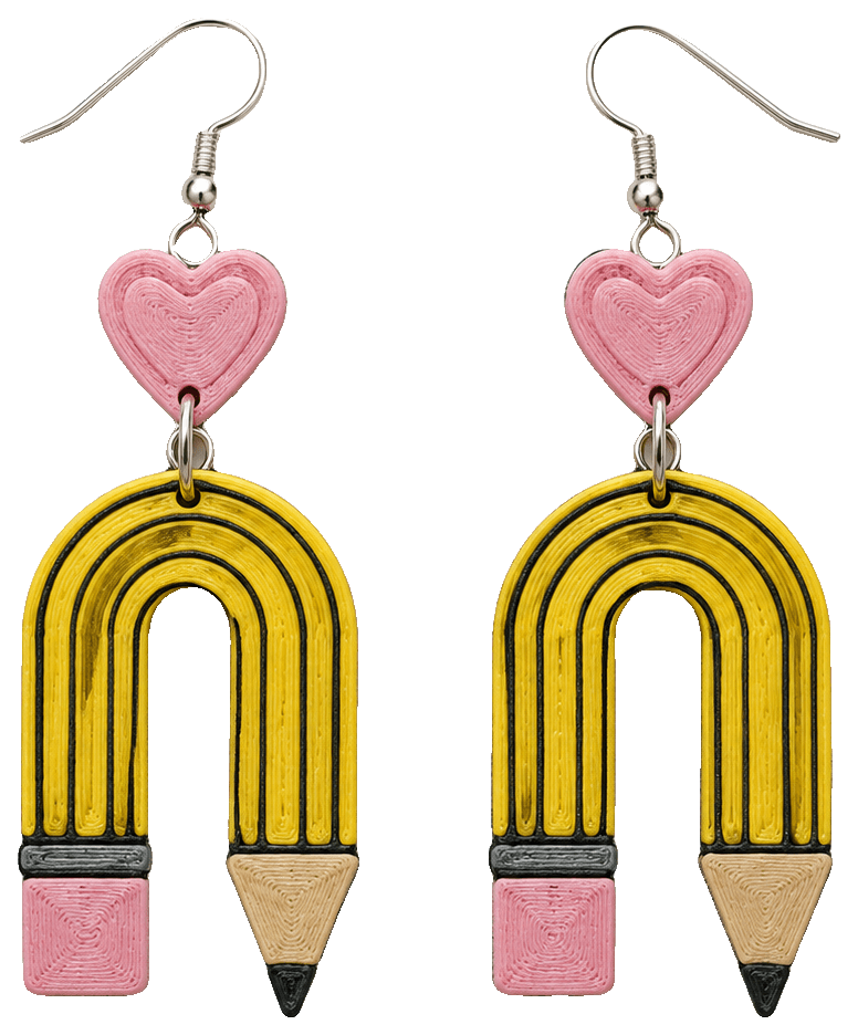 Back to School Pencil Earrings — 3D-printed earrings