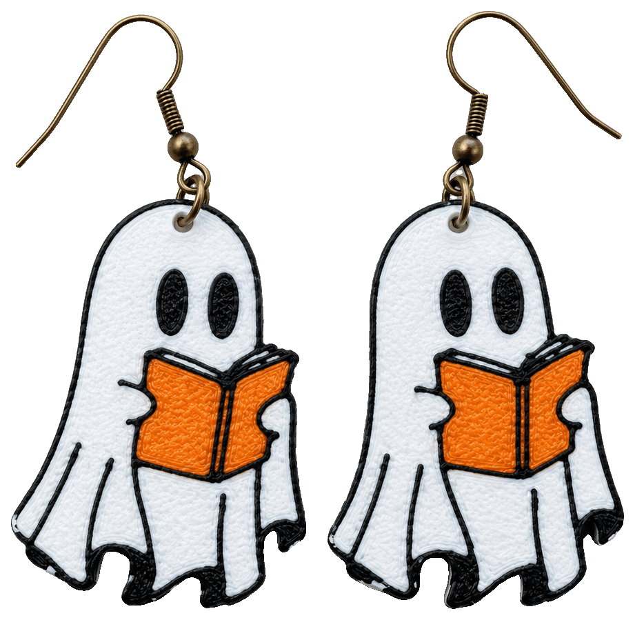MultiColor Ghost Book Halloween Earrings — 3D-printed earrings