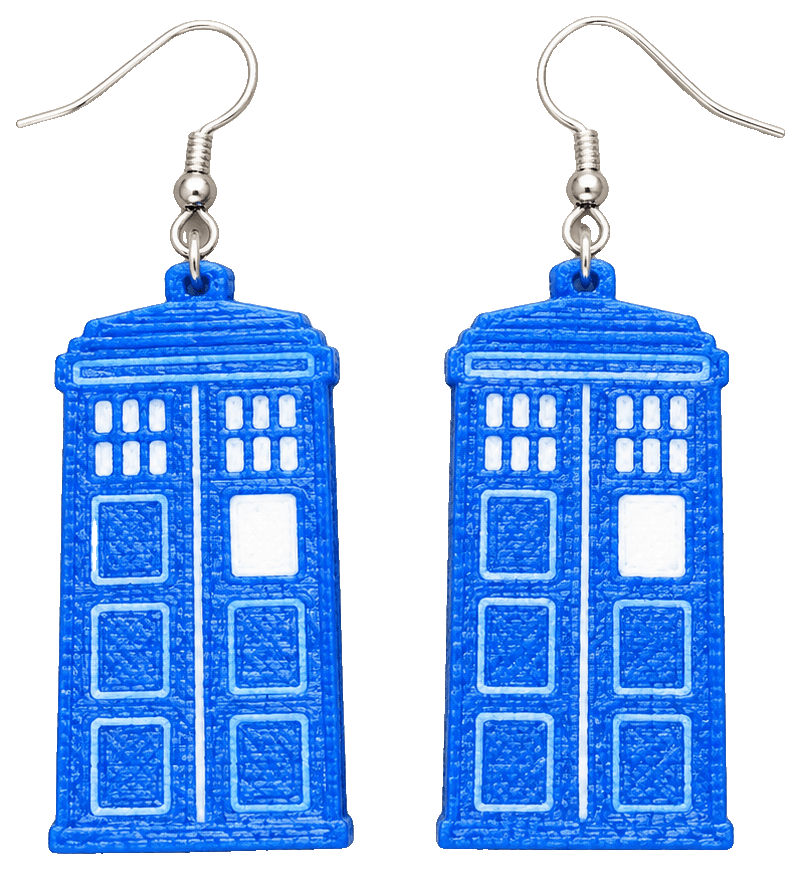 Tardis (Doctor Who) Earrings - Multicolor — 3D-printed earrings