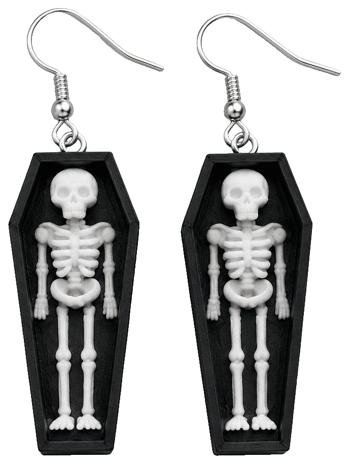 skeleton in coffin earring — 3D-printed earrings