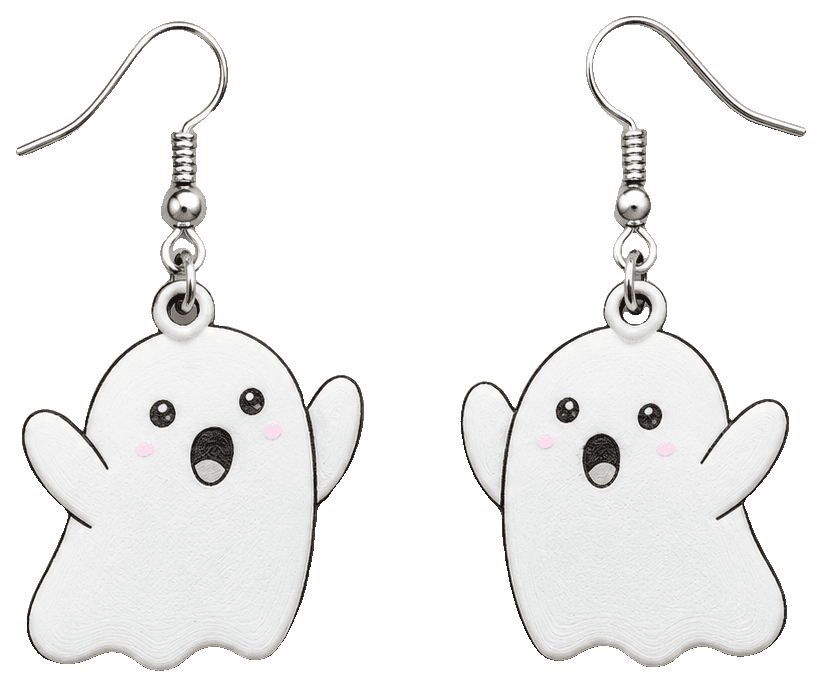 Cute Ghost Earrings — 3D-printed earrings