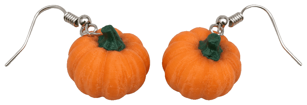 Halloween Pumpkin Earrings — 3D-printed earrings