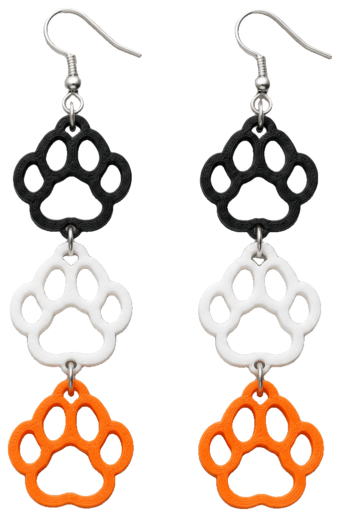 Dangling Paw Earrings — 3D-printed earrings