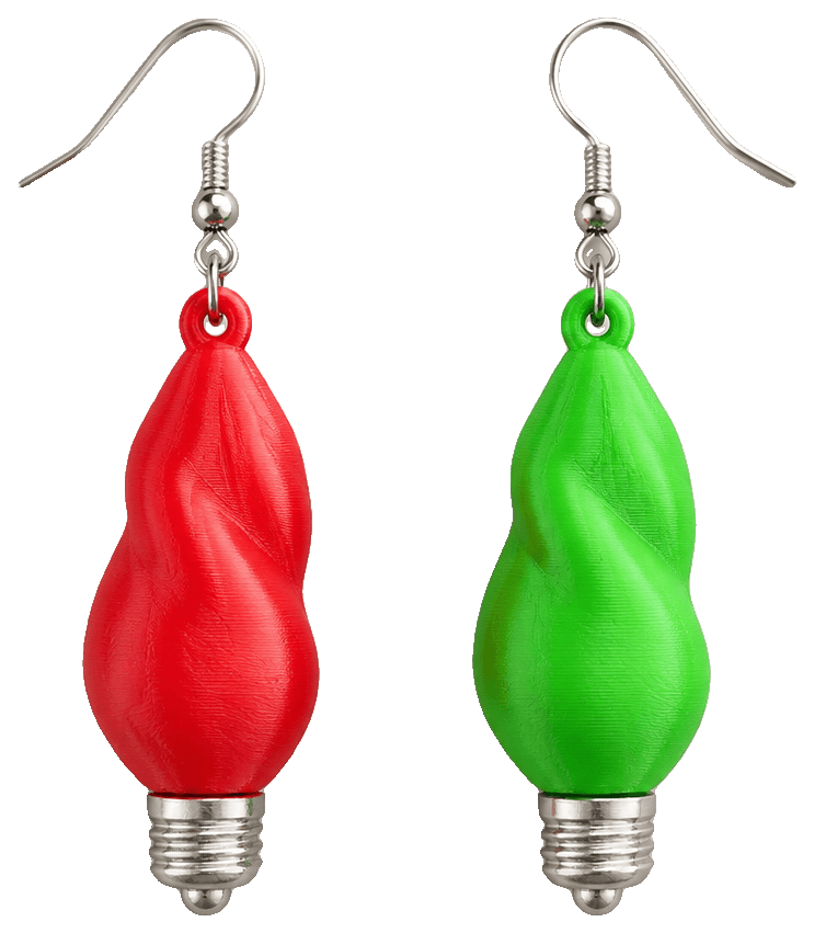 Christmast Bulb Earrings — 3D-printed earrings