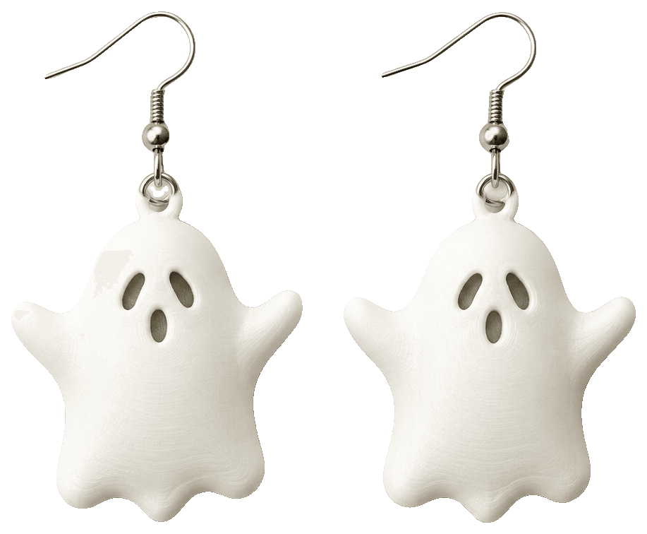 Halloween Earrings Jewelry Puffy Ghost Pumpkin — 3D-printed earrings