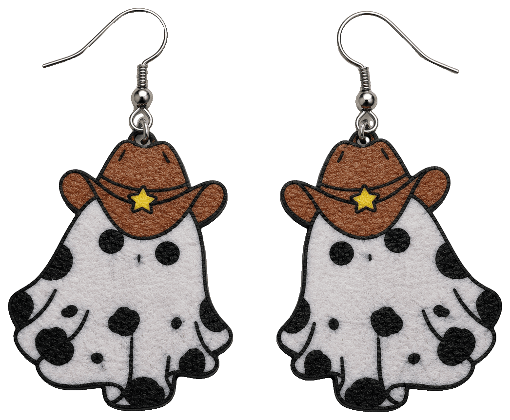Cowboy Ghost Earrings — 3D-printed earrings