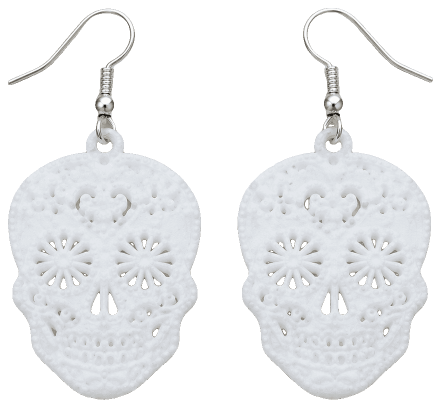 Sugar Skull Earrings by CheeseMcGee — 3D-printed earrings