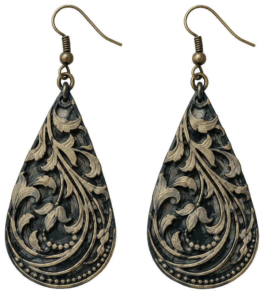 Fancy Vine & Flower Earring — 3D-printed earrings
