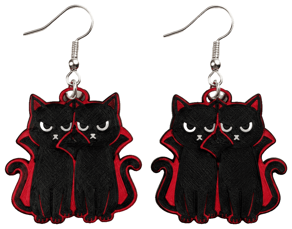 5 Designs - Cute & Spooky Halloween Cat Earrings — 3D-printed earrings