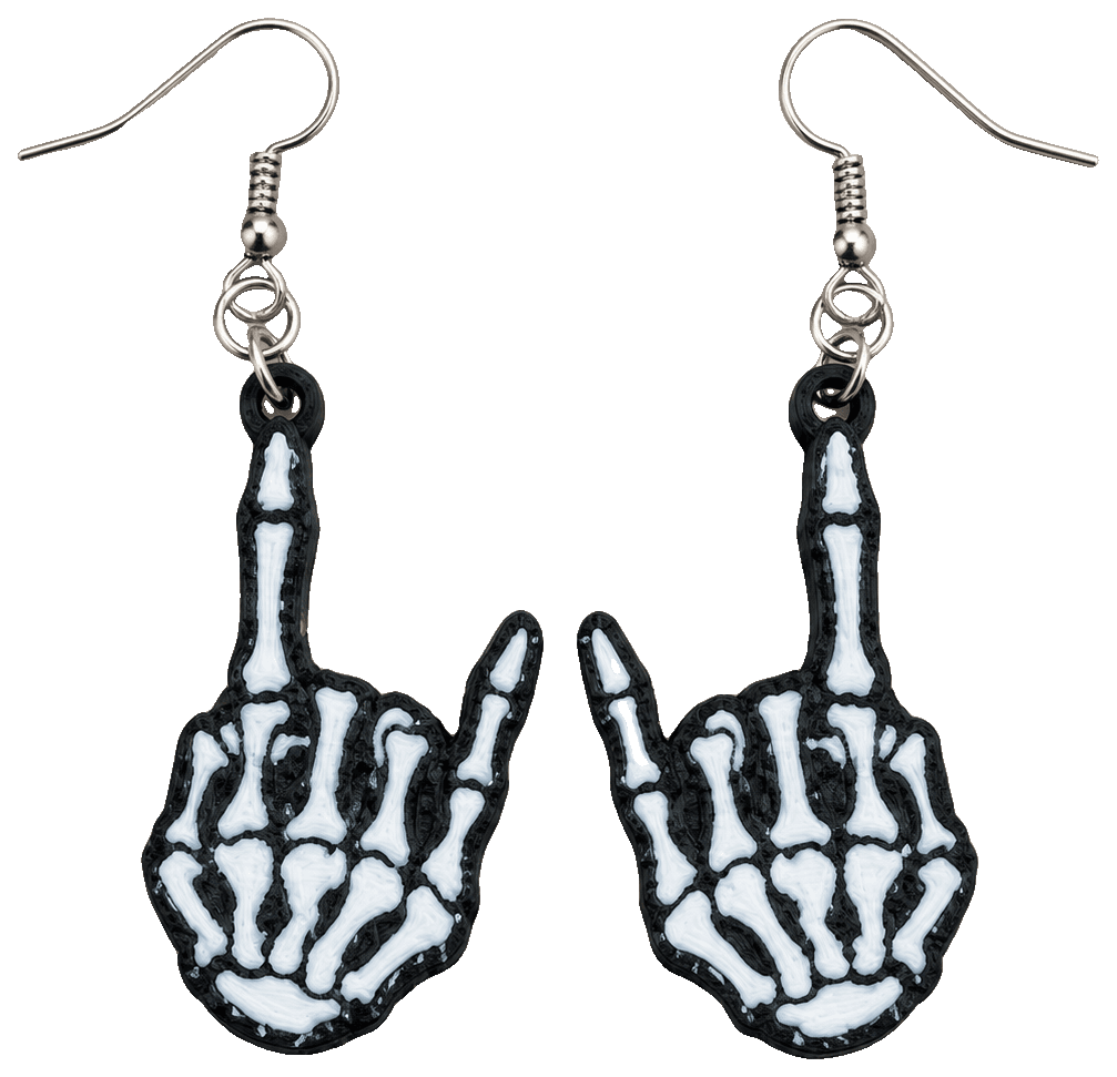 Multicolor Rock Out Skeleton Halloween Earrings! — 3D-printed earrings