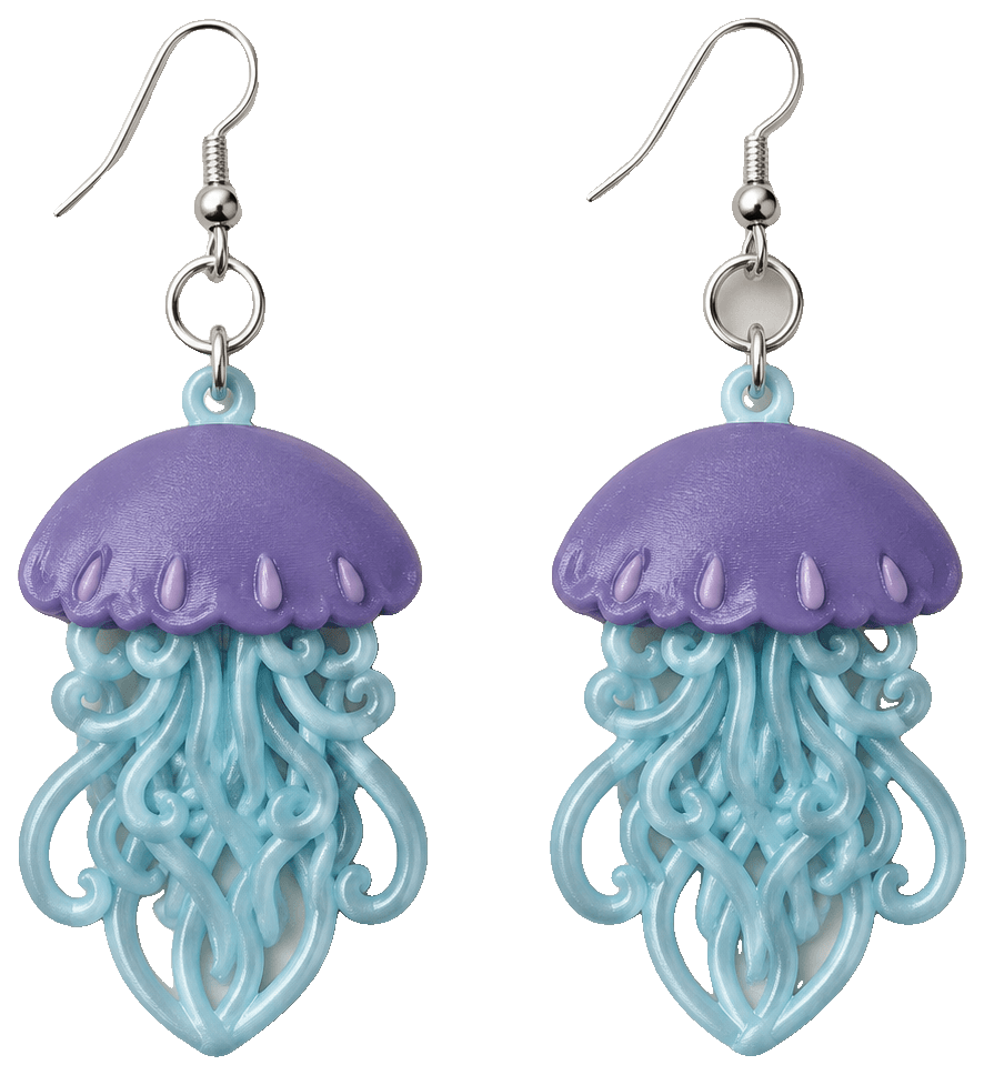 Cute Colorful Jellyfish Earrings – Miss Frizzle — 3D-printed earrings