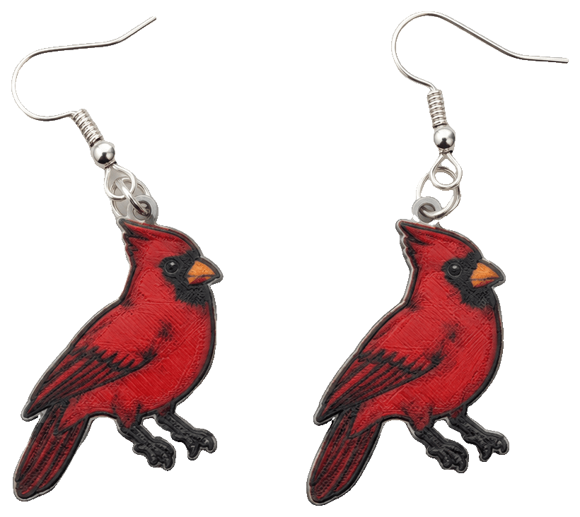 Cardinal earrings/PIN — 3D-printed earrings