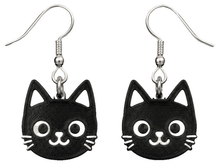 Cats earrings and keychains — 3D-printed earrings