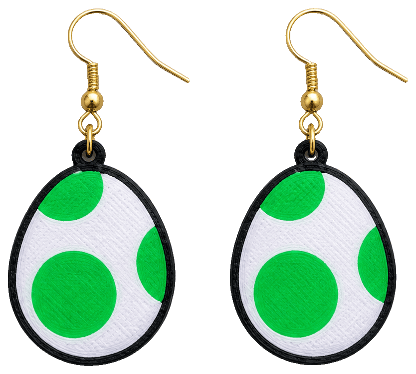 Yoshi egg Earrings - Double-Sided — 3D-printed earrings