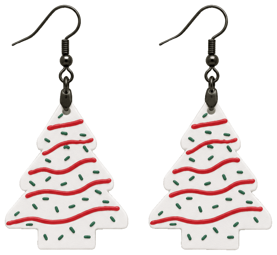 Christmas Tree Cake Earrings — 3D-printed earrings