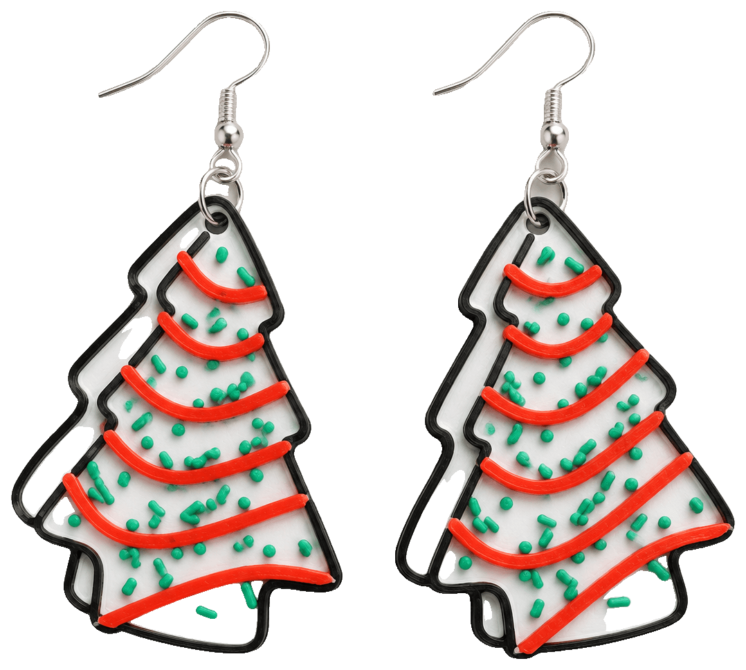 mini Christmas tree cake earrings — 3D-printed earrings