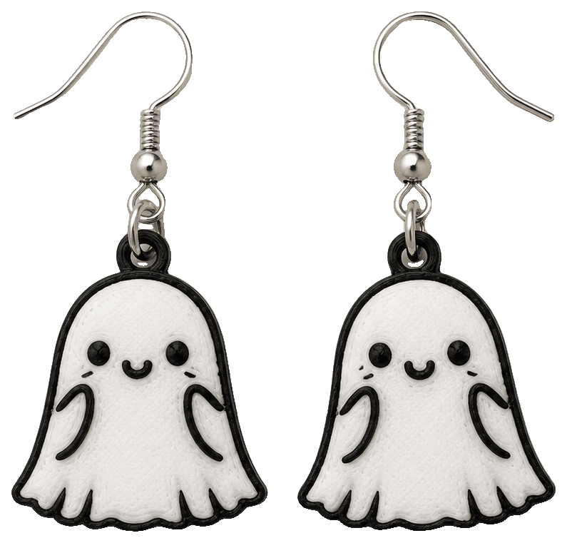 Cute Ghost - Earrings and Necklace — 3D-printed earrings