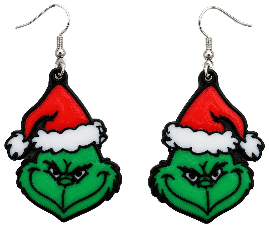 Grinch Earrings by HaleofaRanch — 3D-printed earrings