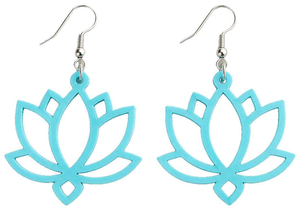 Water Lily Flower Earrings — 3D-printed earrings