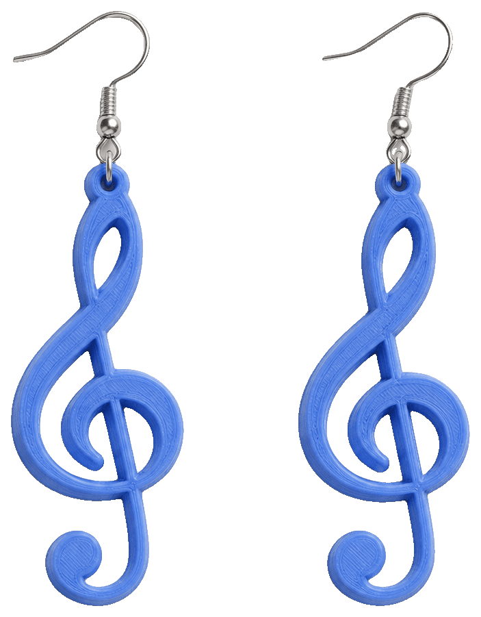 Treble Clef Harmony Earrings — 3D-printed earrings