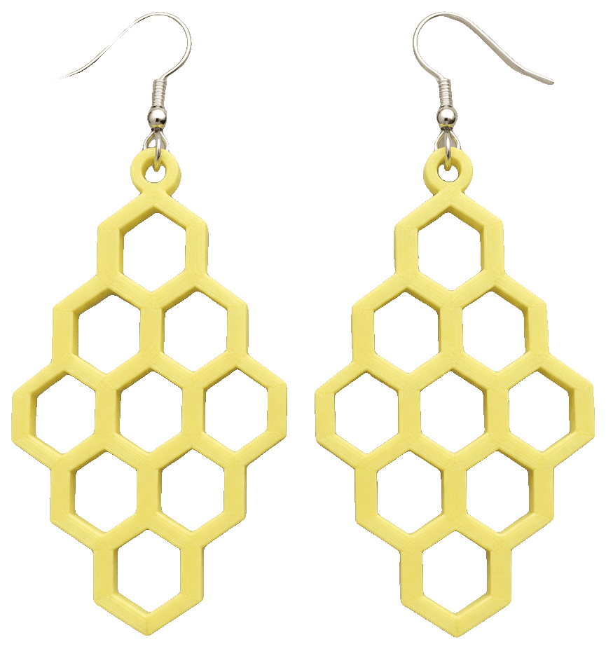 Honeycomb Earrings — 3D-printed earrings