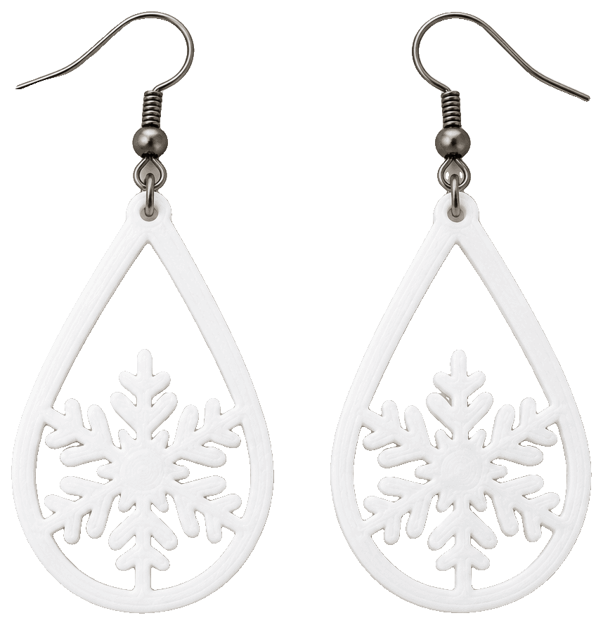 Quick Print Snowflake Earrings — 3D-printed earrings