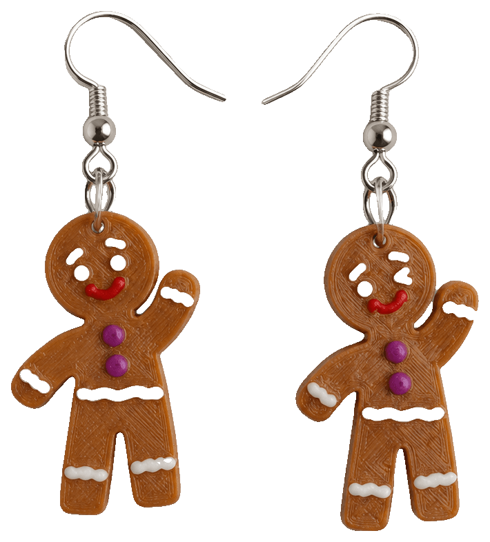 GINGY CHRISTMAS EARRINGS — 3D-printed earrings
