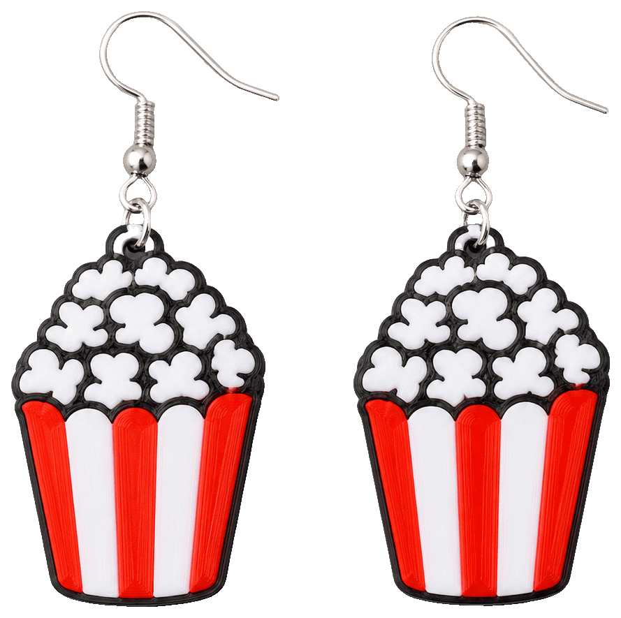Popcorn Bucket Earrings — 3D-printed earrings