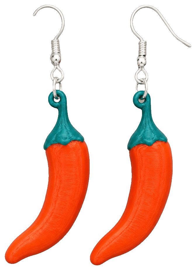 Chili Pepper Earrings — 3D-printed earrings