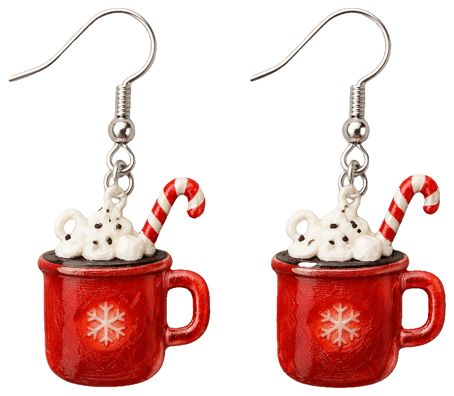 Christmas Cup - Earrings and Necklace — 3D-printed earrings