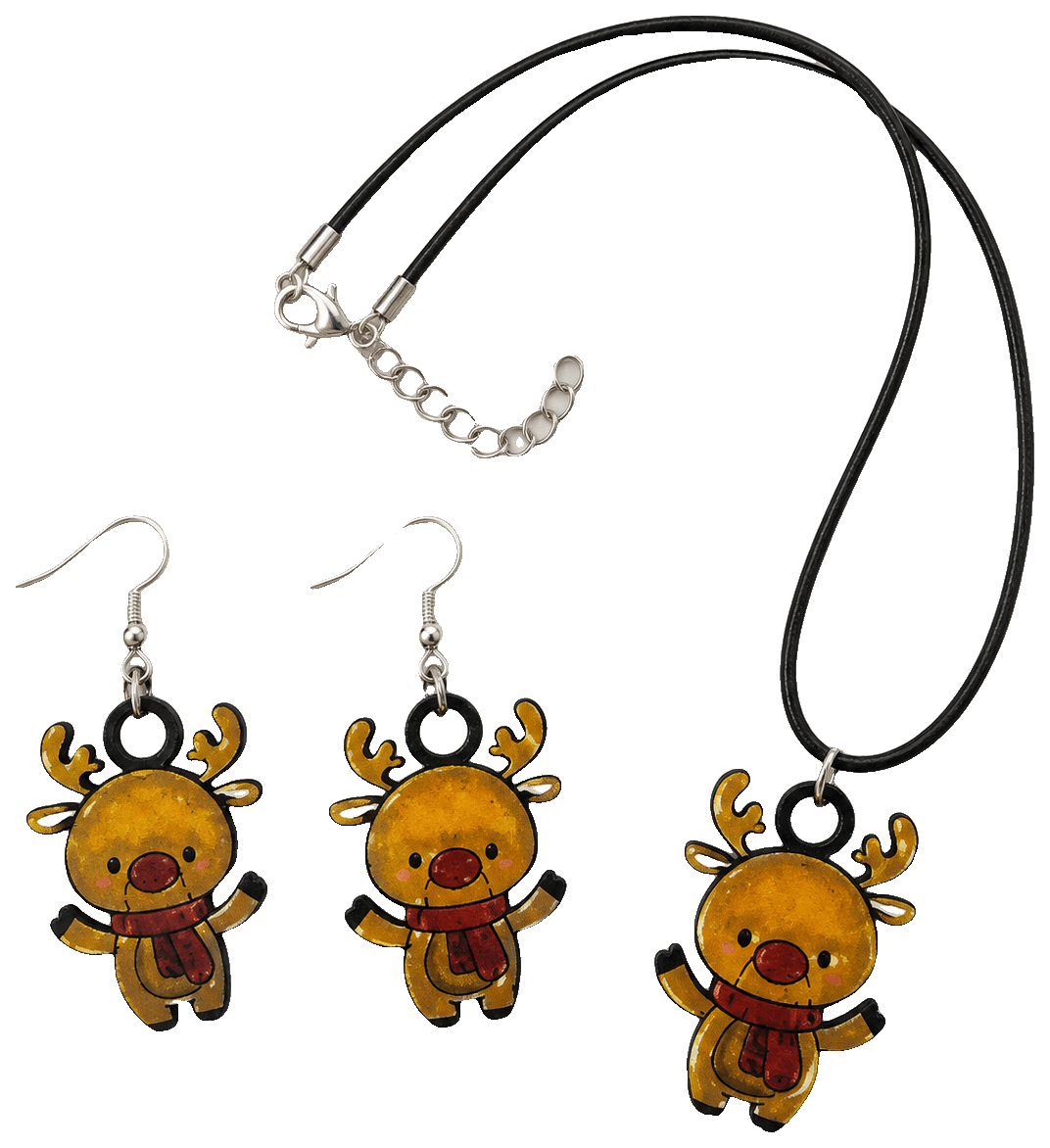 Cute Reindeer - Earrings and Necklace — 3D-printed earrings
