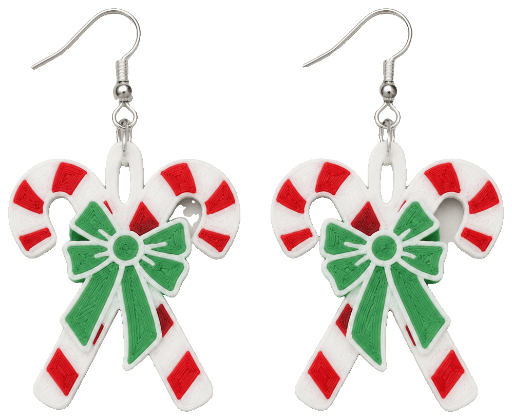Candy Cane earrings — 3D-printed earrings