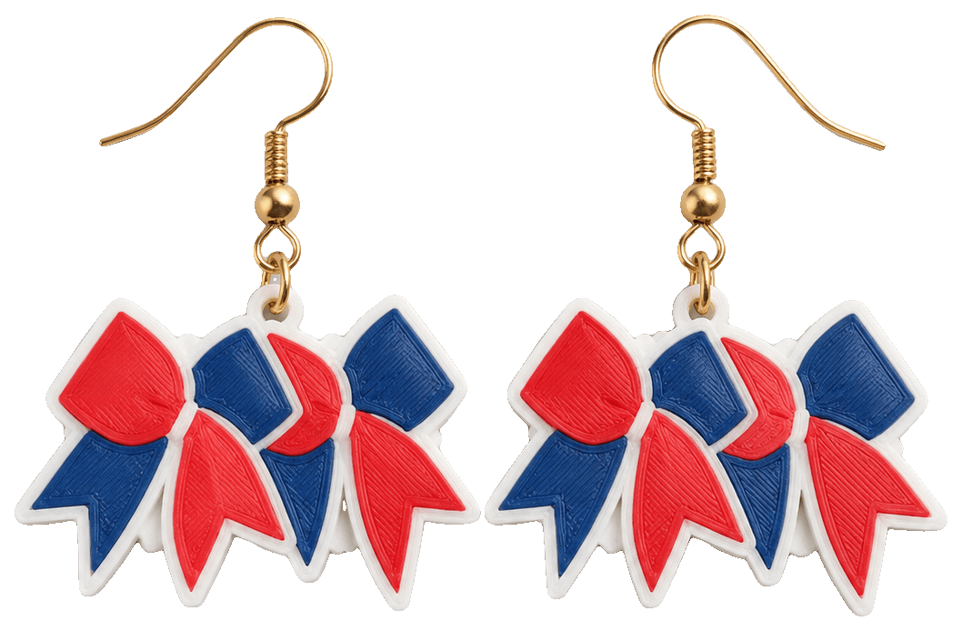 Cheer Bow Earrings / Keychain — 3D-printed earrings