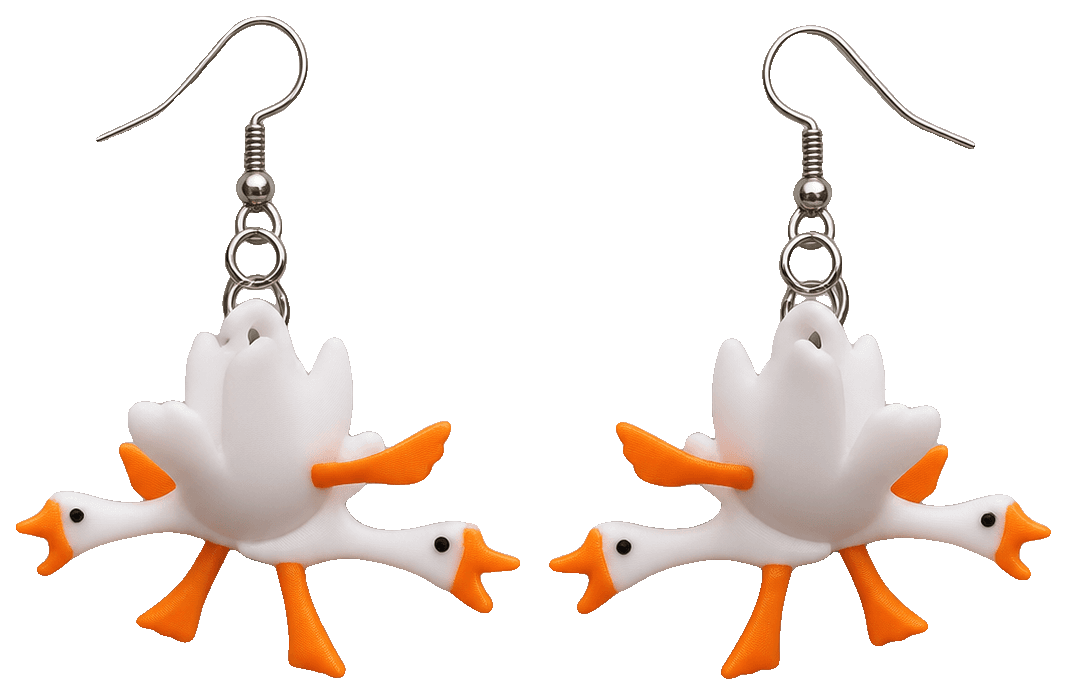奔跑的鹅耳饰 — 3D-printed earrings
