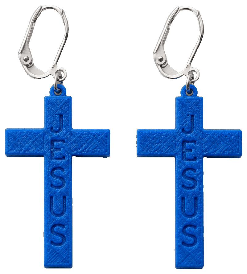 Jesus Cross Earrings — 3D-printed earrings