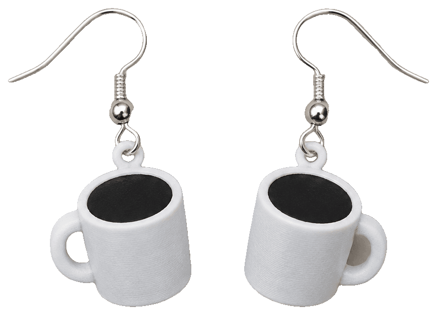 Coffee Cup Earrings — 3D-printed earrings