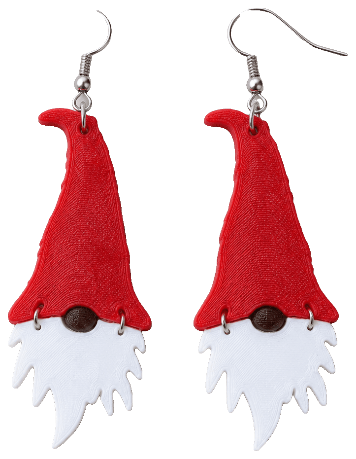 Christmas Gnome Earrings — 3D-printed earrings