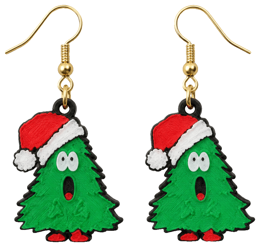 Christmas Tree Earrings by Norr3d — 3D-printed earrings