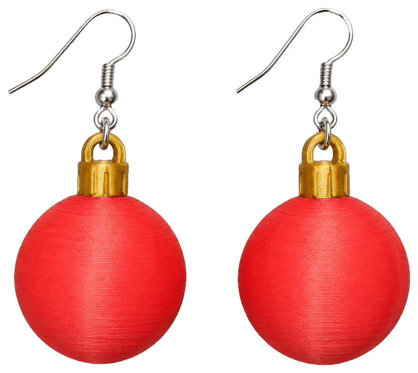 Cute Christmas Bauble Earrings! — 3D-printed earrings