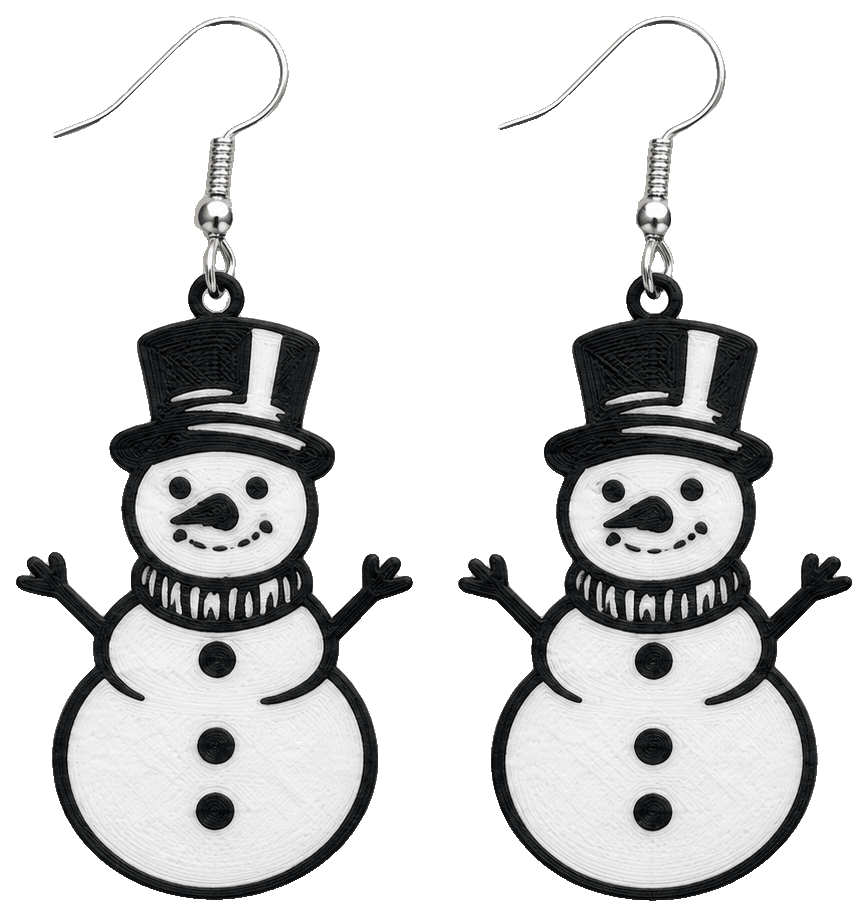 Cute Snowman Earrings — 3D-printed earrings
