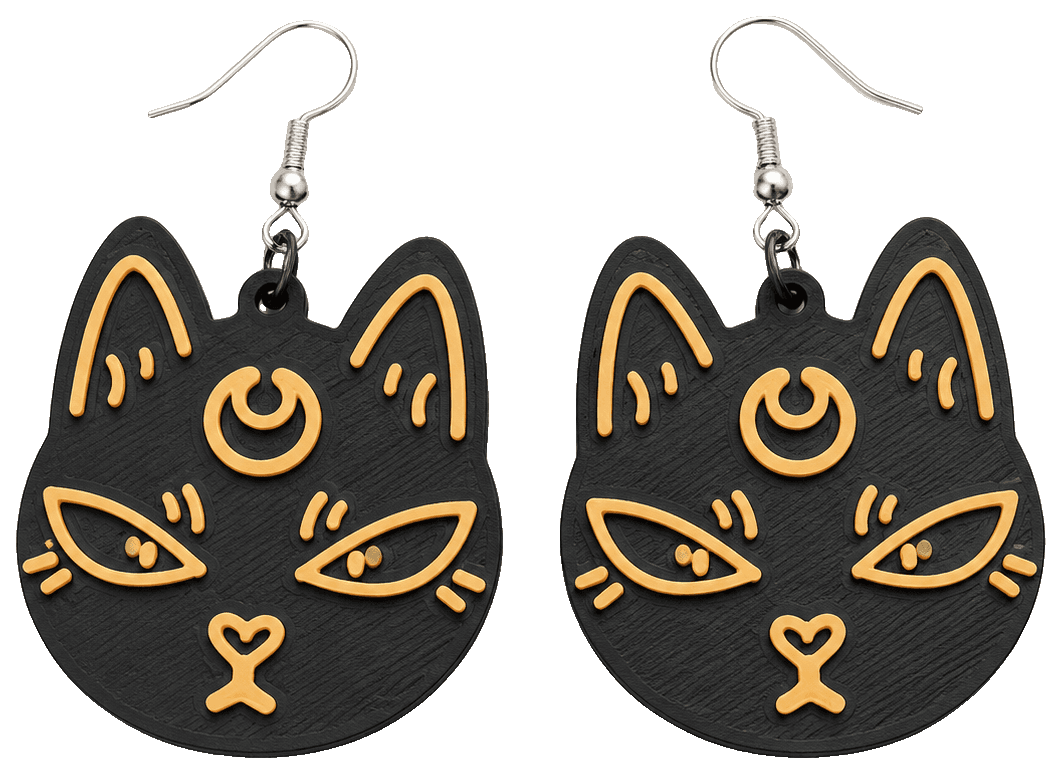Mooncat Earrings — 3D-printed earrings