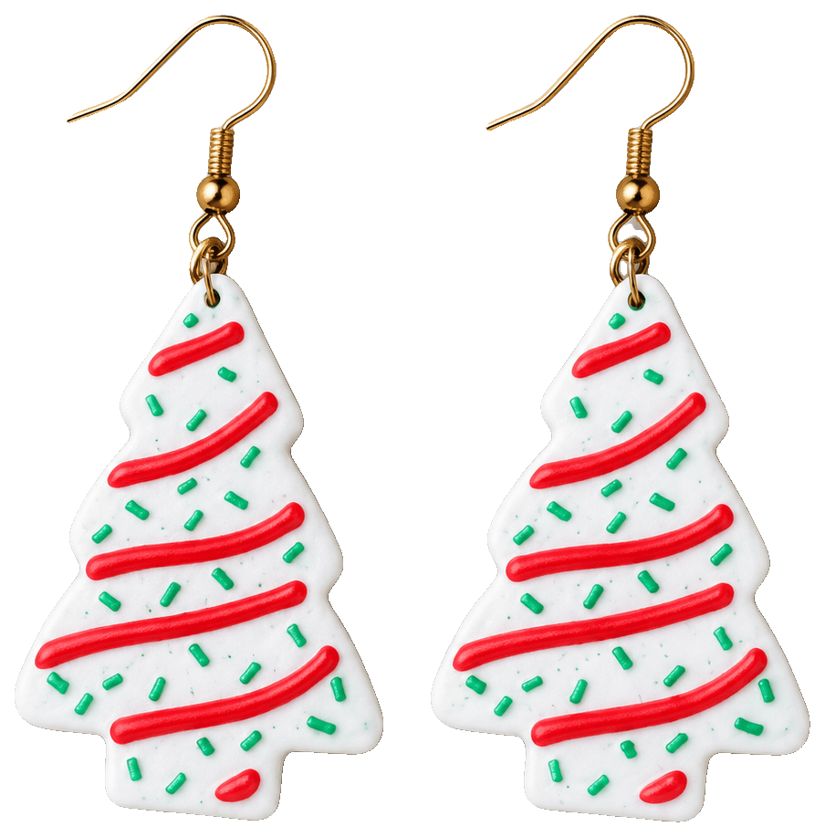 LIttle Debbie Christmas Tree Cake Earrings — 3D-printed earrings
