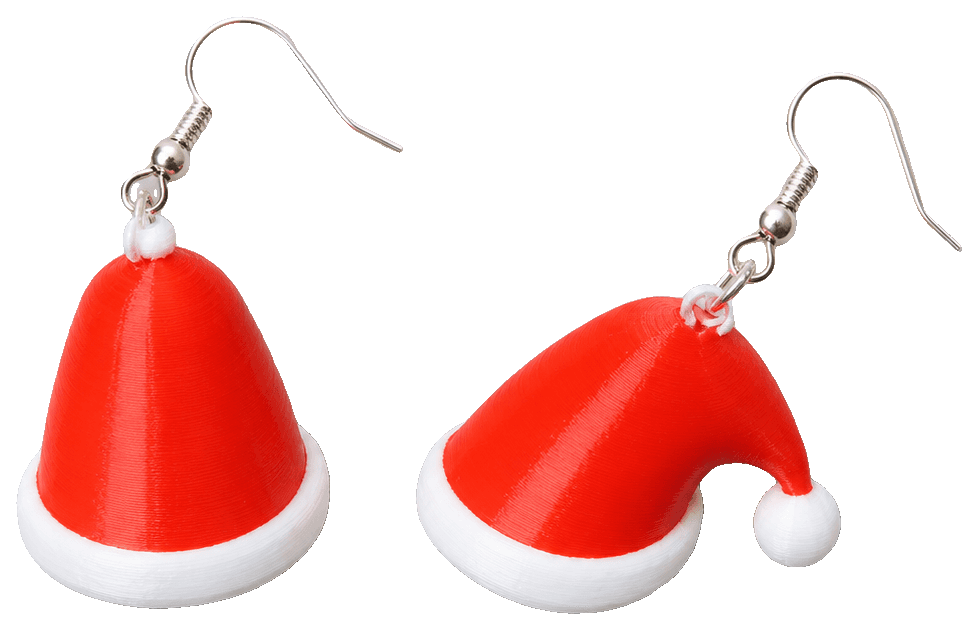 Santa Hat Earrings by ALMC — 3D-printed earrings