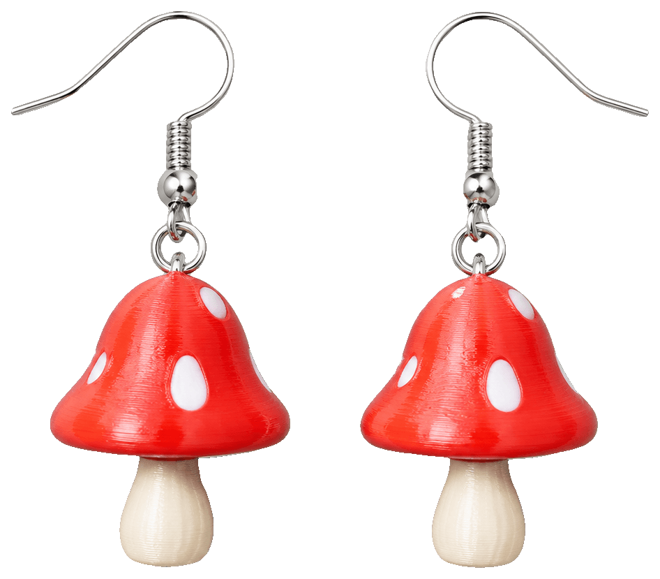 Mushroom earrings by 3DPrintFairy — 3D-printed earrings