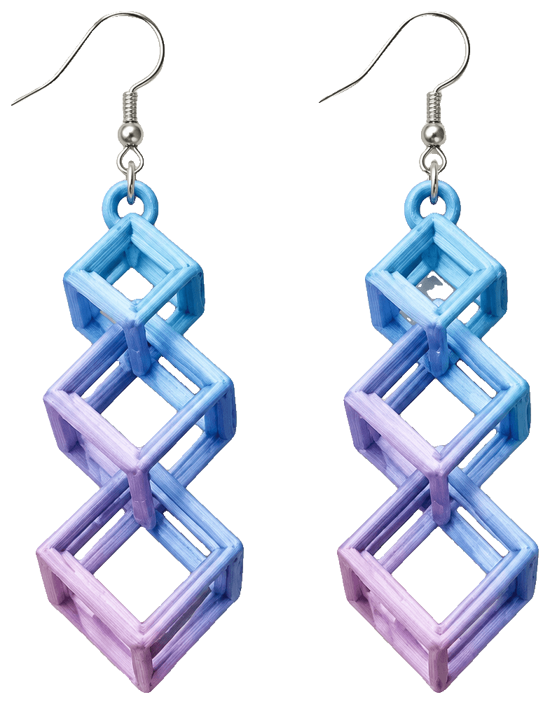 Triple scaled earrings — 3D-printed earrings